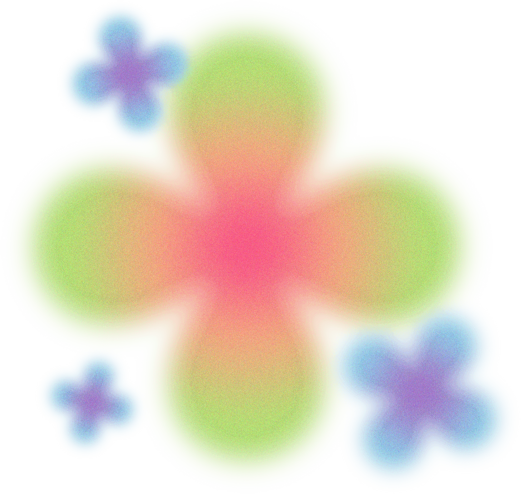 Buildable Abstract Glowing Gradient Aura 4-Petal Flowers
