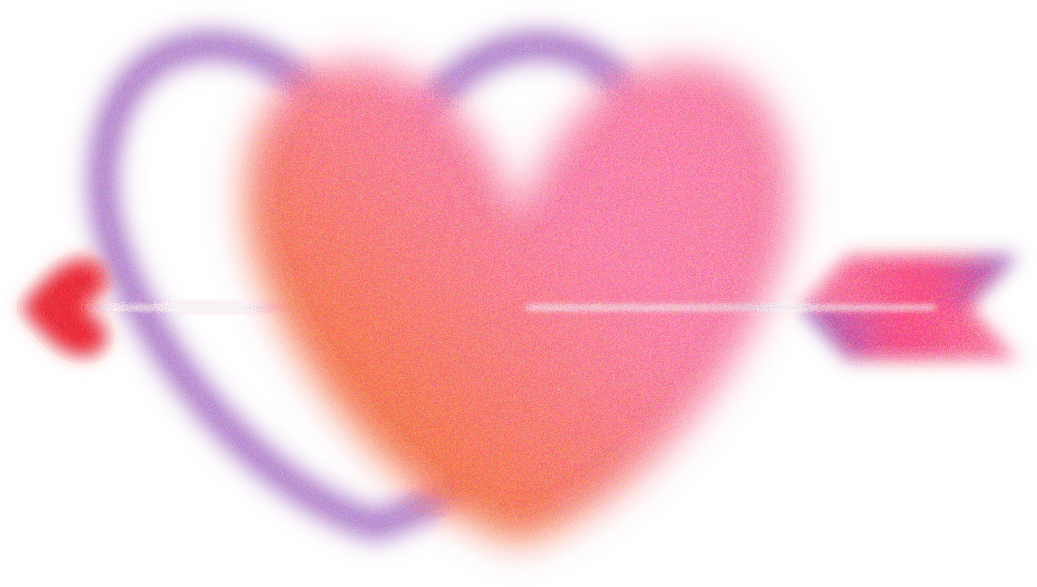 Buildable Abstract Glowing Gradient Aura Arrow through Double Hearts